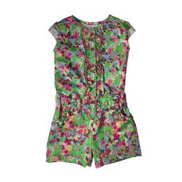 KiddoPanti Girls Green & Pink Printed Playsuit-image-49