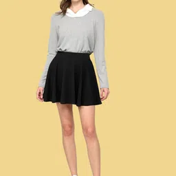 BAESD Black A-Line Mini Skirt With Attached Shorts-picture-16