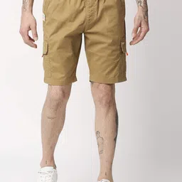 Pepe Jeans Men Khaki Slim Fit Cotton Cargo Shorts-image-38