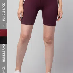 Apraa & Parma Pack Of 3 Women Skinny Fit Biker Shorts-picture-27