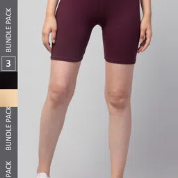 Apraa & Parma Women Pack Of 3 Skinny Fit Pure Cotton Cycling Shorts-47