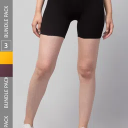 Apraa & Parma Pack Of 3 Women Skinny Fit Biker Shorts-picture-49