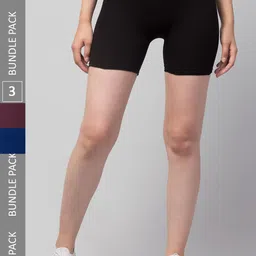 Apraa & Parma Pack Of 3 Women Skinny Fit Biker Shorts-picture-14