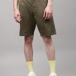 GANT Men Olive Green Solid Cotton Shorts-image-91