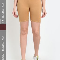 Jinfo Women Pack Of 2 Mid-Rise Super Commed Lycra Cycling Sports Shorts-51