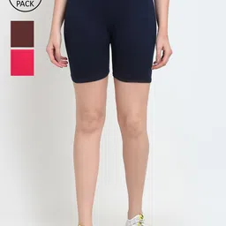 GRACIT Pack Of 3 Women Pink Cycling Sports Shorts-image-89