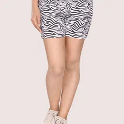StyleAOne Women Abstract Printed Mid-Rise Cotton Shorts-image-4