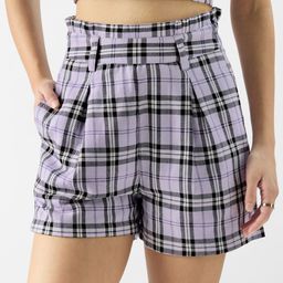 The Souled Store Women Lavender Checked Regular Shorts-picture-5