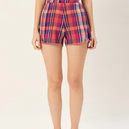 Sera Women Checked Mid-Rise Regular Shorts-image-21
