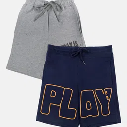 YK Boys Pack of 2 Typograpgy Printed Mid-Rise Shorts-55