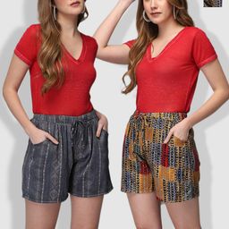 Aditi Wasan Women Pack of 2 Geometric Printed Shorts-image-76