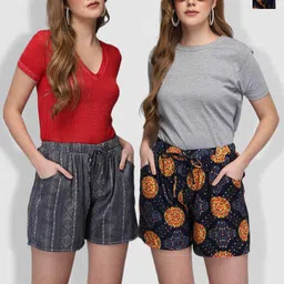 Aditi Wasan Women Pack of 2 Geometric Printed Shorts-image-55