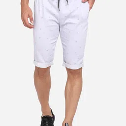 JADE BLUE Men Blue Printed Regular Pure Cotton Shorts-image-24