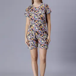 XPIOX Women Conversational Printed T-Shirt & Shorts Night Suits-image-81