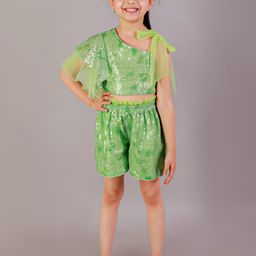 LIL DRAMA Girls Sequins Embellished Ruffles Top With Shorts-image-18