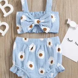 StyleCast Girls Blue Printed Top with Shorts-image-56