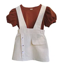 StyleCast x Revolte Girls Puff Sleeves Pure Cotton Top with Shorts with suspenders-image-67