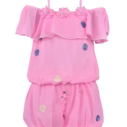 Wish Karo Girls Pink & Blue Printed Top with Short-picture-50