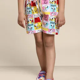 Kids Ville Peanuts Printed Shorts For Kids Girls-15