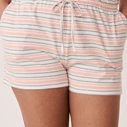 La Vie en Rose Women White Striped Shorts-image-99