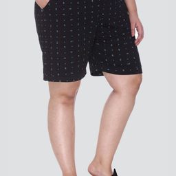 CUPID Women Plus size Black Printed Lounge Shorts-image-52