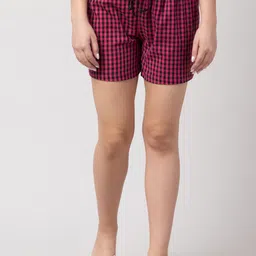 Hive91 Women Pink Checked Sports Shorts-image-97