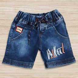 BAESD Boys Embroidered Mid-Rise Knee Length Regular Fit Pure Cotton Denim Shorts-31