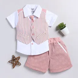 Toonyport Kids Striped Shirt Collar Pure Cotton Clothing Set-image-54