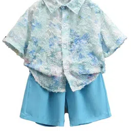 StyleCast x Revolte Boys Blue & White Printed Shirt with Shorts-image-73