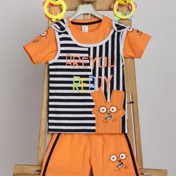 V-Mart Infants Graphic Printed Pure Cotton T-shirt with Shorts-image-64