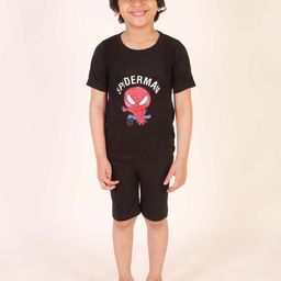 Ameeha Boys Printed Pure Cotton T-shirt with Shorts-image-66