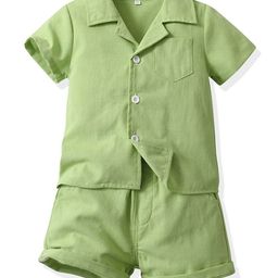 StyleCast x Revolte Kids Green Pure Cotton Shirt with Shorts-image-38