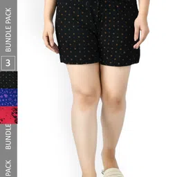 IndiWeaves Women Pack Of 3 High-Rise Printed Pure Cotton Shorts-10