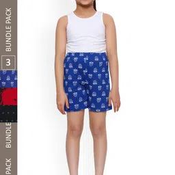 IndiWeaves Girls Pack of 3 Printed High-Rise Shorts-image-8