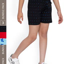 IndiWeaves Girls Pack Of 3 Conversational Printed High-Rise Cotton Shorts-image-62