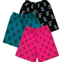 IndiWeaves Girls Pack Of 3 Printed High-Rise Casual Cotton Shorts-image-45