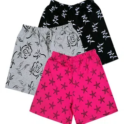 IndiWeaves Girls Pack Of 3 Printed High-Rise Cotton Shorts-image-74