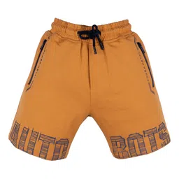 Status Quo Boys Mustard Typography Printed High-Rise Shorts-22