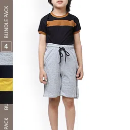 IndiWeaves Boys Pack Of 4 Pure Cotton Shorts-image-6