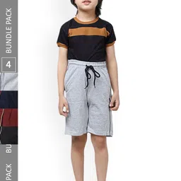 IndiWeaves Boys Pack Of 4 Mid-Rise Pure Cotton Shorts-45