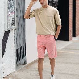 Louis Philippe Sport Men Pink Printed Slim Fit Low-Rise Chino Shorts-image-25