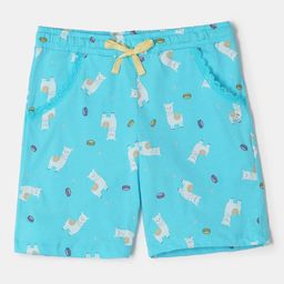 Jockey Girls Blue Conversational Printed Super Combed Cotton Relaxed Fit Shorts-image-91
