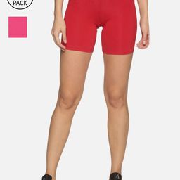 Outflits Women Red Skinny Fit Cycling Sports Shorts-image-105