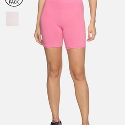Outflits Women White Skinny Fit Cycling Sports Shorts Pack of 2-image-99