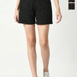 IndiWeaves Women Pack Of 3 Printed High-Rise Cotton Regular Shorts-image-77