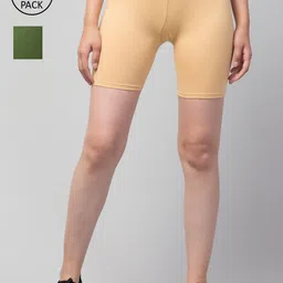 Apraa & Parma Women Pack of 2 Slim Fit Cotton Cycling Sports Shorts-picture-20