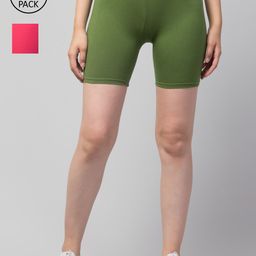 Apraa & Parma Women Pack Of 2 Slim Fit Cycling Sports Shorts-image-88