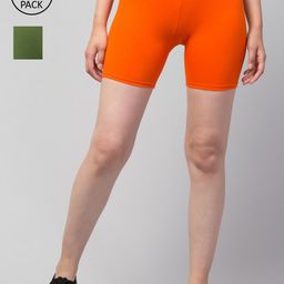 Apraa & Parma Women Pack of 2 Slim Fit Pure Cotton Cycling Sports Shorts-picture-26