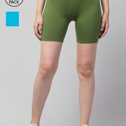Apraa & Parma Women Pack of 2 Slim Fit Pure Cotton Cycling Sports Shorts-image-24