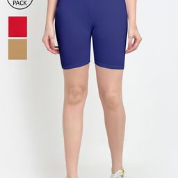 GRACIT Women Red Pack Of 3 Cycling Sports Shorts-image-71